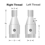 Drill holders with threaded shanks - 19 - 20 - 46 - 15 - m101 - steel - left-hand